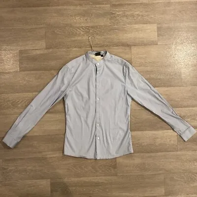 Mens ASOS Light Blue Grandad Collar Shirt - S • £8