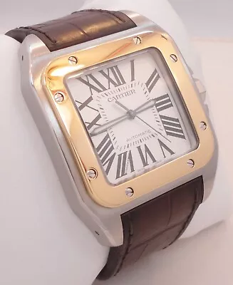 £5563.37 • Buy Cartier Santos 100 2656 W20072X7 Automatic 18K Yellow Gold Stainless Steel Watch