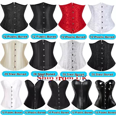 Women's Lace Up Boned Underbust Corset Bustier Waist Cincher Costume Body Shaper • £12.79