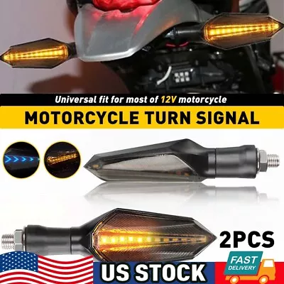 Motorcycle LED Turn Signals Lamp Amber Brake Two Light Side Sequential Flowing V • $10.99