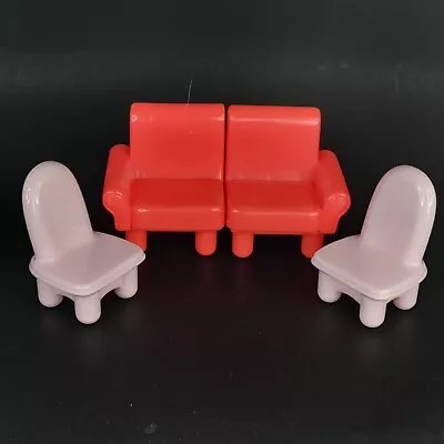 Fisher Price My First Dollhouse 2005 Pink Chairs & Red Sofa • $9.95