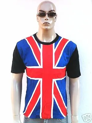 UNION JACK London Punk Biker T-Shirt L-XL Scooter Mod • £18.63