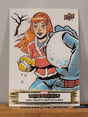 2021 UD Marvel Beginnings Vol 1 Sketch Card Mary Jane By Matthew Sutton 1/1 AUTO • $50.66