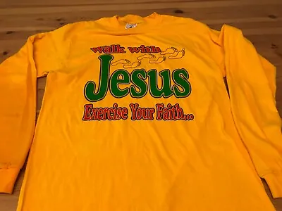 Mens Long Sleeve Tee Walk With Jesus Christian T-shirt Clothing Apparel Medium • $12.34