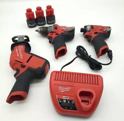 Milwaukee M12 Fuel-Hackzall-Hammer Drill-Impact Driver-(3) B & C             #42 • $111