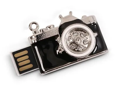 32GB USB Pen Drive / Memory Stick (Camera Shape With White Diamonds) • £12.50