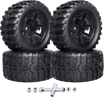 Pre-Glued 12Mm Hex 1/10 Scale RC Truck Tires And Wheels For Traxxas Rustler Stam • $48.99
