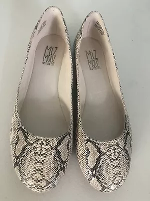 Miz Mooz Precious Snake Leather Print Ballet Flats Casual Shoes Size 8 US  38 • $32