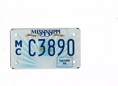 MISSISSIPPI License Plate  C3890  ***MOTORCYCLE***MINT*** • $5