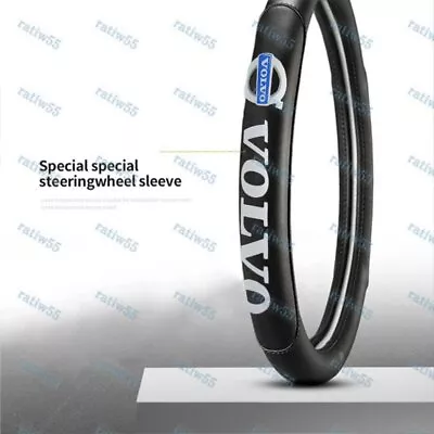 For VOLVO Black 15  Diameter Car Auto Steering Wheel Cover Genuine Leather New • $28.88