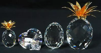 Lot Of 4 Swarovski Crystal Figurines Large/Small Pineapples Heart Egg Hallmarked • $120