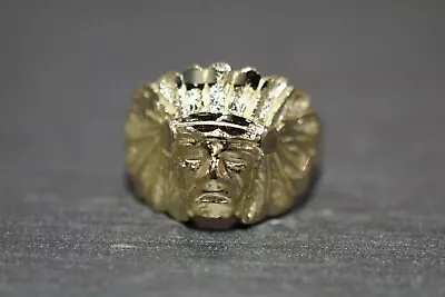 £94.12 • Buy 10K Solid Yellow Gold Diamond Cut Indian Face Head Baby Newborn Kid Ring. Size 2