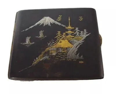 Vintage Japanese Iron Gold Silver Damascene Cigarette Case Komai • $150