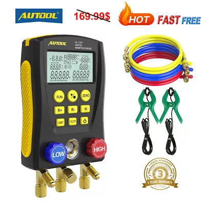 $138.99 • Buy Refrigeration Manifold Gauge Meter Set AC/HVAC Pressure Vacuum Temperature Test