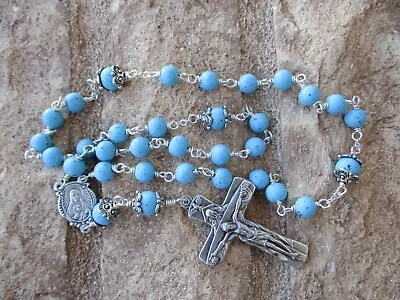 Handmade Unbreakable Anglican Episcopal Rosary With Turquoise Granite Beads • $26.95