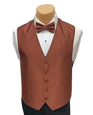 Men's Ralph Lauren Cognac Tuxedo Vest & Tie Bow Or Long Adjustable Fullback • $13.49