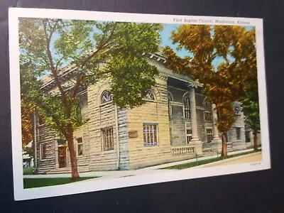 Vintage KANSAS Postcard Old First Baptist Church Manhattan KS ◇ Wolf Studio • $3.93