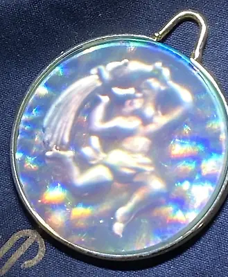 Vintage Glass Hologram Art Zodiac Taurus Bull Astrological Sign 3D Pendant 1980s • £54.89