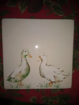 Laura Ashley Tile Pot Stand Goose Geese Easter Spring Xmas  Beautiful New Scarce • £24.99