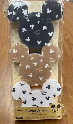 Daiso Disney Mickey Mouse Kitchen Sponge Set Of 3 Mouse EAR Icon Dish RARE • $11.99