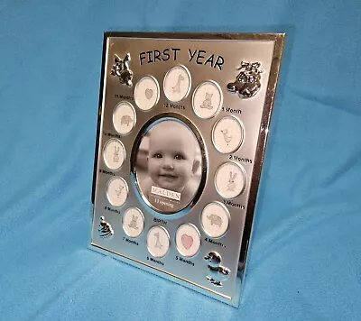 Malden Baby's First 1st Year Silver Frame  13 Picture Openings Collage Open Box • $29.99