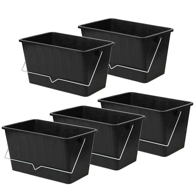 £21.50 • Buy 5pcs 15L Black Paint Scuttle W/ Metal Handle Large Rollers Plastic Ribbed Bucket