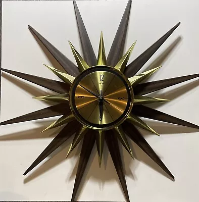 Vtg Welby MCM Atomic Wall Clock Starburst 24” Elgin Parts Repair • $149.90