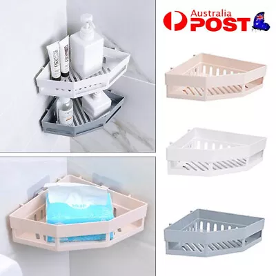 Bathroom Corner Shower Suction Shelf Wall Storage Basket Kitchen Caddy Rack • $13.98