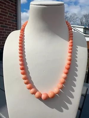 Jay King DTR Sterling Silver Salmon Coral Graduated Round Bead Necklace 44g #bc • $95