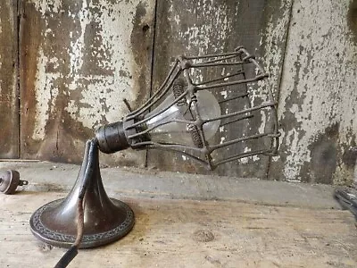 ATOMIC INDUSTRIAL STEAMPUNK Metal Buss Clamp-O-Set  Table Lamp METAL CAGE SHADE • $39.99