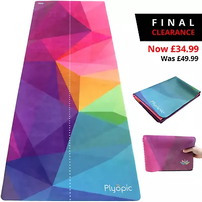 TRAVEL YOGA MAT By PLYOPIC | 3-in-1: Foldable Travel Mat Topper And Yoga Towel • £34.99