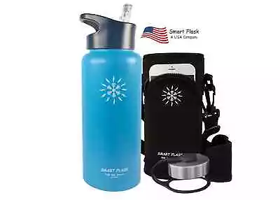 $19.95 • Buy Smart Flask Stainless Steel Water Bottle Vacuum Insulated 32oz, Pouch, Straw Lid