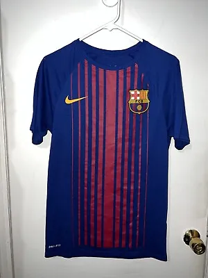 EUC Mens The Nike Tee Dri Fit FC Barcelona Crewneck T Shirt Blue Lionel Messi S • $15