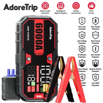 AdoreTrip 6000A Car Jump Starter Portable Starting Battery Jumper Box Power Bank • $122.99