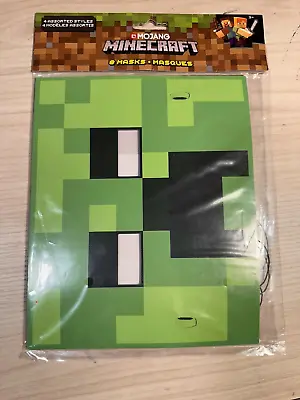MINECRAFT PAPER MASKS (8) ~ Birthday Party Supplies Favors Creeper Video Game • $3.29