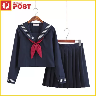 Japanese High School Girls JK Uniform Dress Sailor Suit Skirt Cosplay Costume • $54.99