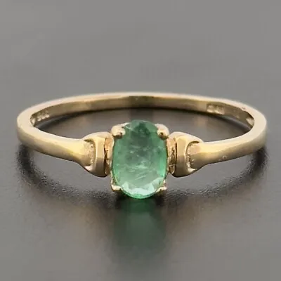 Lightweight 9ct Yellow Gold 0.50ct Emerald Solitaire Ring Size N Hallmarked • £90.25