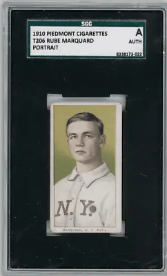 1910 T206 Rube Marquard Portrait Punch Hole Piedmont 350 SGC A • $247.99