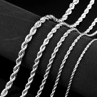 Au New Basic Punk Stainless Steel Single Link Twist Chain Necklace For Men Women • $19.94