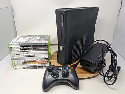 Microsoft Xbox 360 S 4GB Console - Black (1439) Bundle With 10 Games • $71.99