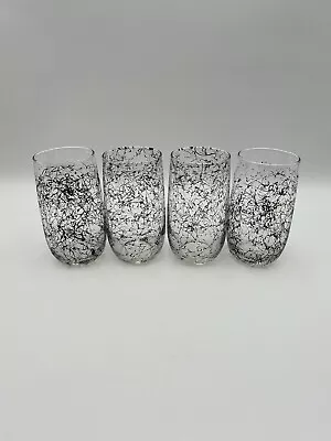 Black Watercolor Paint Splatter Drinking Glass Set Of 4 • $30