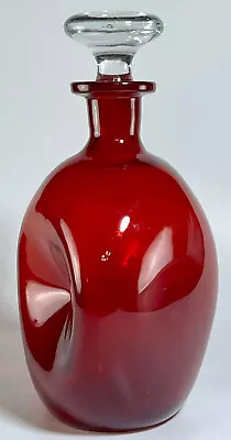 Cambridge No. 1070 Carmen Red Pinch Decanter & Stopper MCM  • $49.50