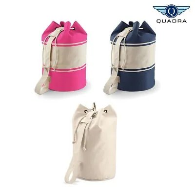 Quadra Canvas 100% Cotton Duffle Bag (QD27) - Durable Mens Womens Backpack • £13.79