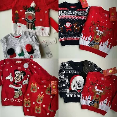 Baby Christmas Jumpers X2 Jumper Bundle Age 0-3 Or 3-6 Boys Girls. 2 Style Set. • £10.90