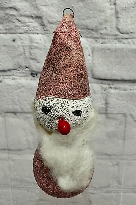 Vintage Christmas Pink Spun Cotton Mica Elf Santa Decoration Putz Japan • $16