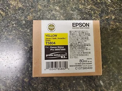 New In Box Exp 11-2021 Genuine Epson Pro 3800 3880 Yellow K3 Ink T5804 T580400 • $55