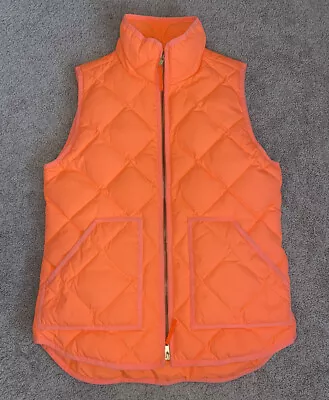 J Crew Women’s Size XS Seaside Coral Orange Full Zip Front Quilted Puffer Vest • $19.99