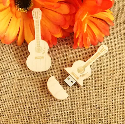 Personalized Guitar Wood USB Flash Drive Cross Shape Pen Drive Music Gifts • $18