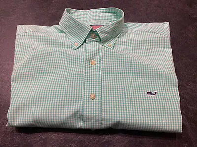 Vineyard Vines Mens Green White Plaid Classic Fit Tucker Pocket Shirt L/S Large • $19.99