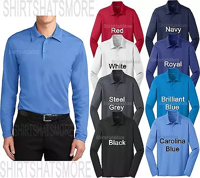 Mens Long Sleeve Polo Shirt Moisture Wicking Performance Golf XS-2XL 3XL 4XL NEW • $16.99